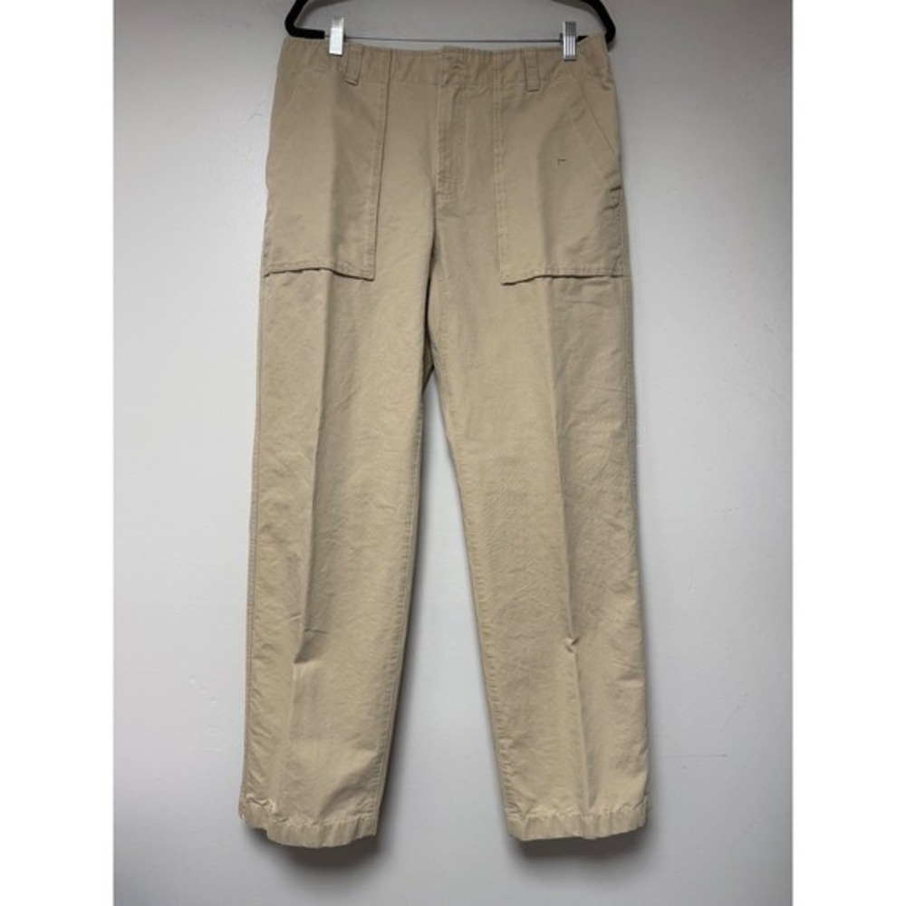 L.L.Bean Utility Pants Mens 35x32 Tan Excellent Cotton Fatigue Straight Leg